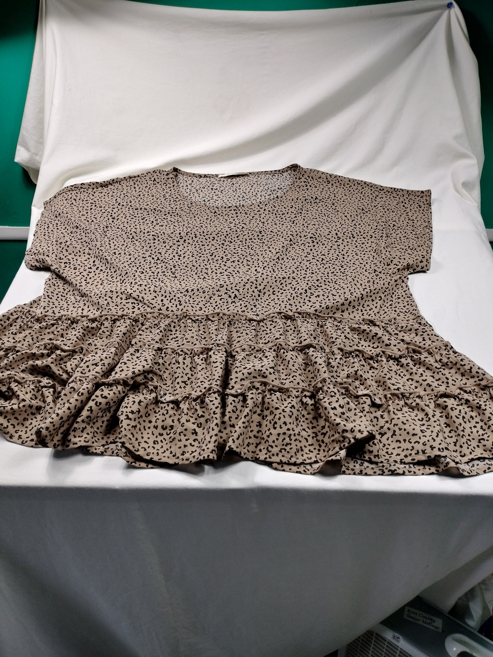 Women’s Taupe Leopard Ruffle Tunic Top